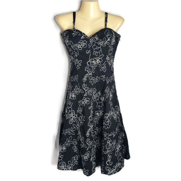 White House Black Market Dresses & Skirts - WHBM Embroidered Fit & Flare Black Dress L…